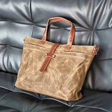 Crazy Horse Leather Canvas Tote_A