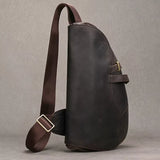 New Men's Genuine Leather Crossbody Chest Bag Retro Mad Leather Saddle Bag Outdoor Sports Shoulder Bag Casual Lea...