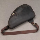 New Men's Genuine Leather Crossbody Chest Bag Retro Mad Leather Saddle Bag Outdoor Sports Shoulder Bag Casual Lea...