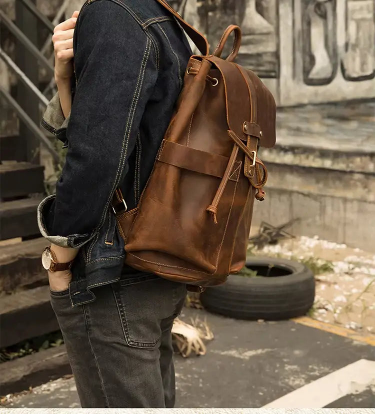 Mochila de cuero crazy horse — Modelo AQ