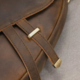 New Men's Genuine Leather Crossbody Chest Bag Retro Mad Leather Saddle Bag Outdoor Sports Shoulder Bag Casual Lea...