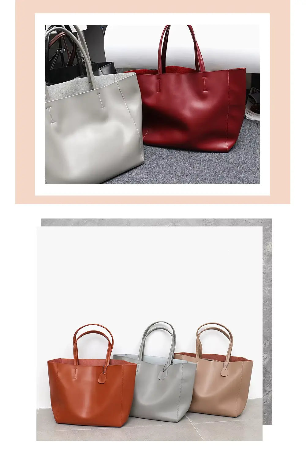 Tote-Bag mit herausnehmbarer Innentasche aus Rindsleder — Modell B