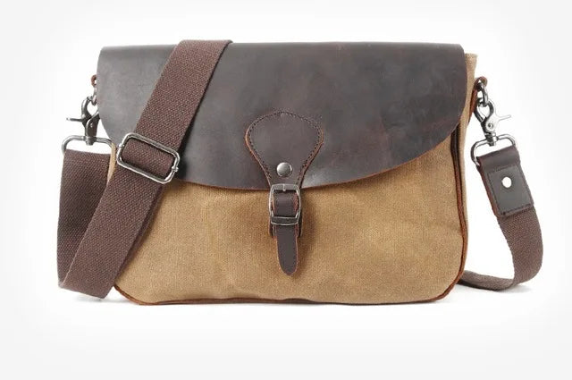 Waxed Canvas & Leather Shoulder Bag — Style D — Product image