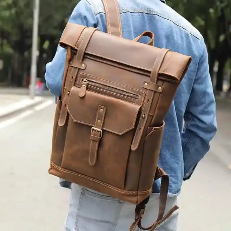 Rucksack aus Crazy Horse-Leder — Modell AF