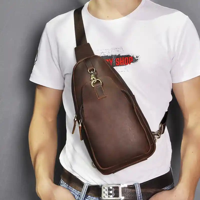 Slim Crazy Horse Leather Crossbody Bag — Style G