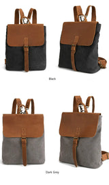 Mochila de lona impermeable de cuero Crazy Horse_B