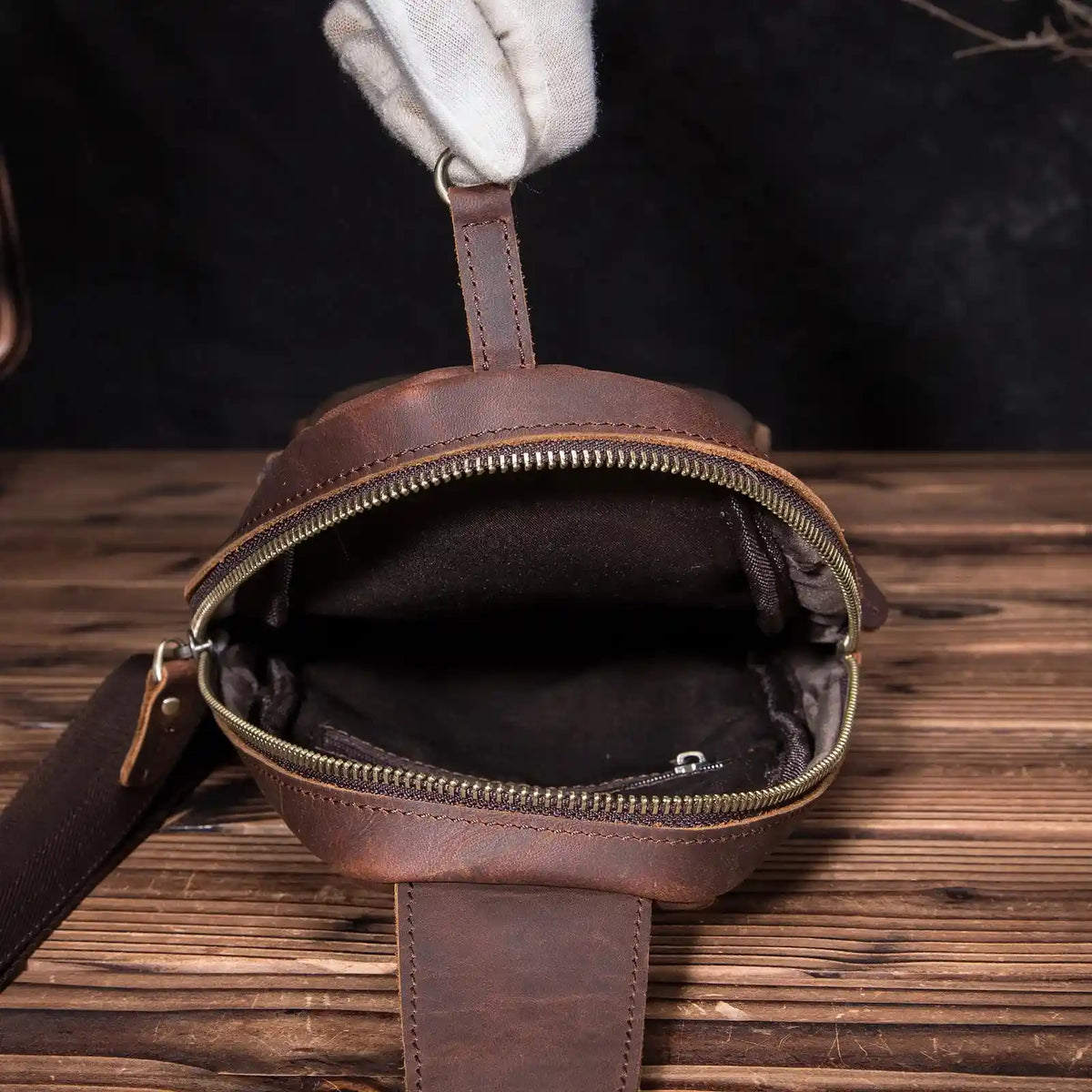 Slim Crazy Horse Leather Crossbody Bag — Style G