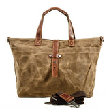 Crazy Horse Leather Canvas Tote_A
