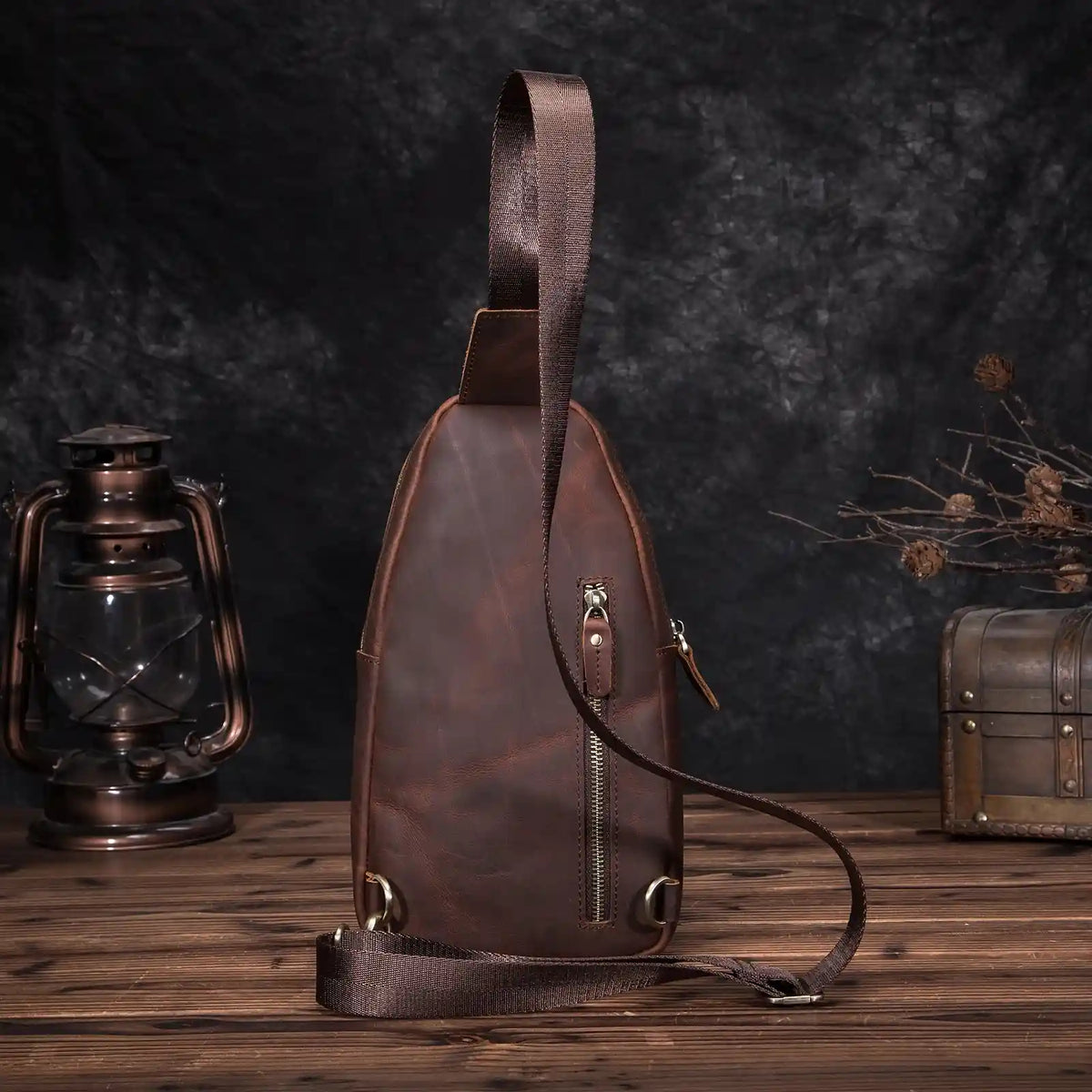 Slim Crazy Horse Leather Crossbody Bag — Style G