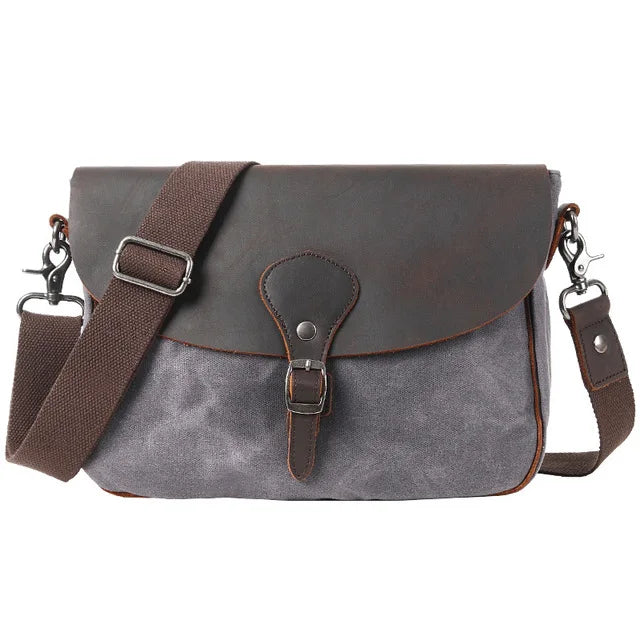 Waxed Canvas & Leather Shoulder Bag — Style D — Product image