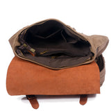 Crazy Horse Leather Canvas Backpack_C