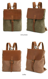 Mochila de lona impermeable de cuero Crazy Horse_B