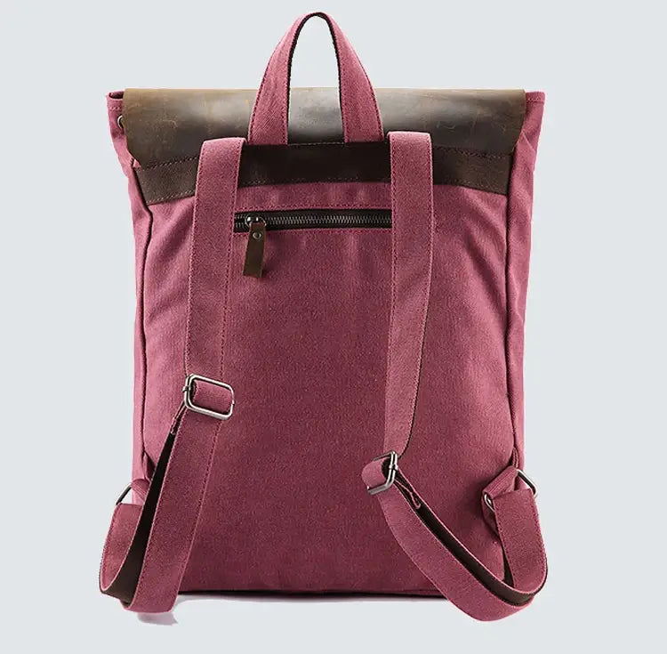 Canvas Backpack with Leather Details — Style B