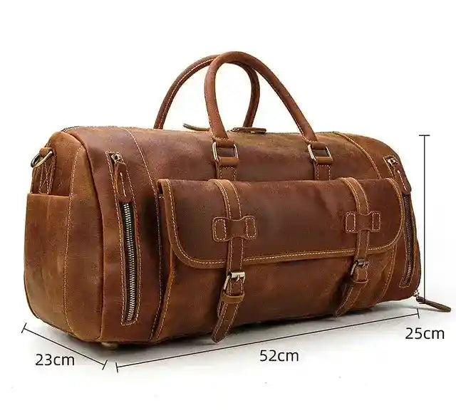 Reisetasche aus Crazy Horse-Leder — Modell P — Größenangaben; 52cm
