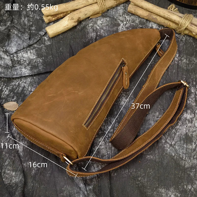 Crazy Horse Leather Crossbody Bag — Style C