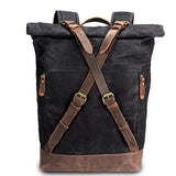 Retro Canvas Leather Backpacks For Men Waterproof Rucksacks Big Capacity Youth Locomotive Motorcycle Fashion Backpack Schoolbag