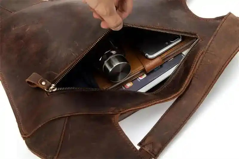 Mochila fina em pele crazy horse — Modelo AN
