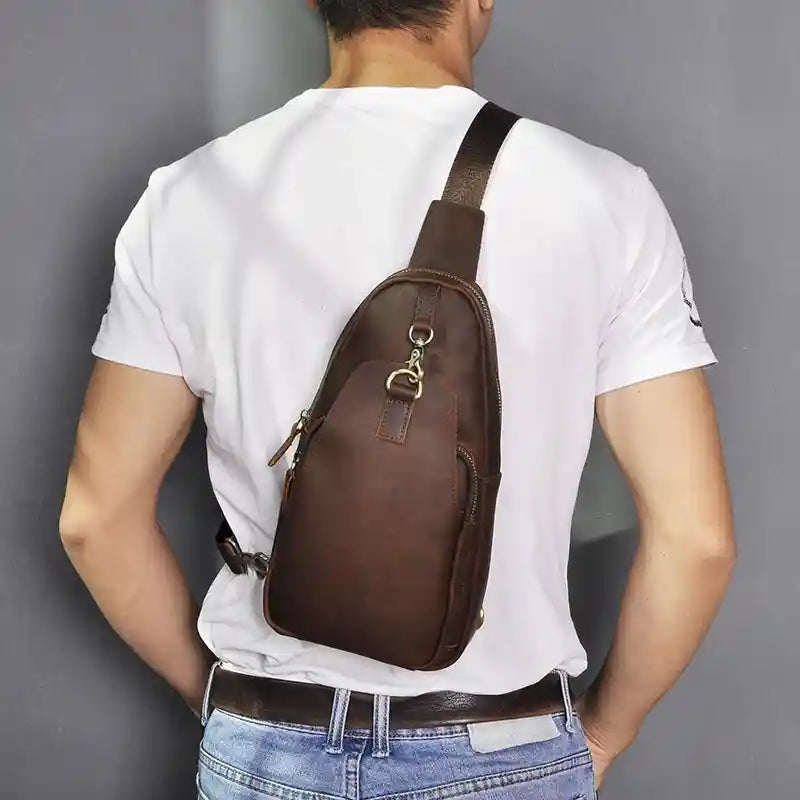 Slim Crazy Horse Leather Crossbody Bag — Style G