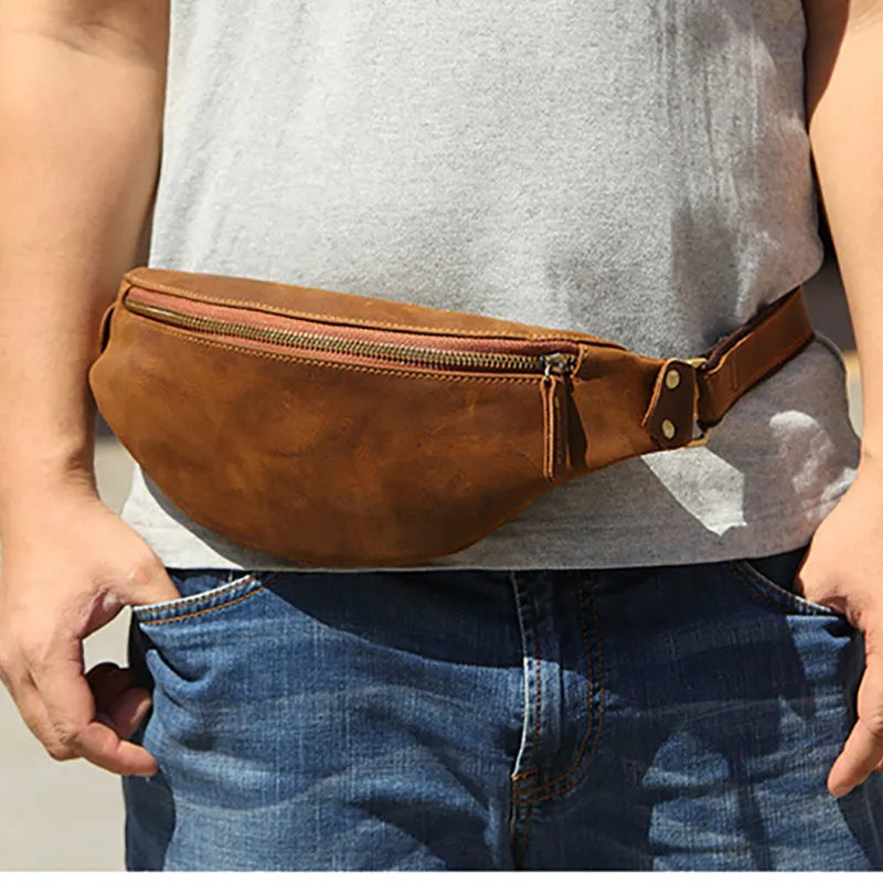 Crazy Horse Leather Belt Bag — Style A