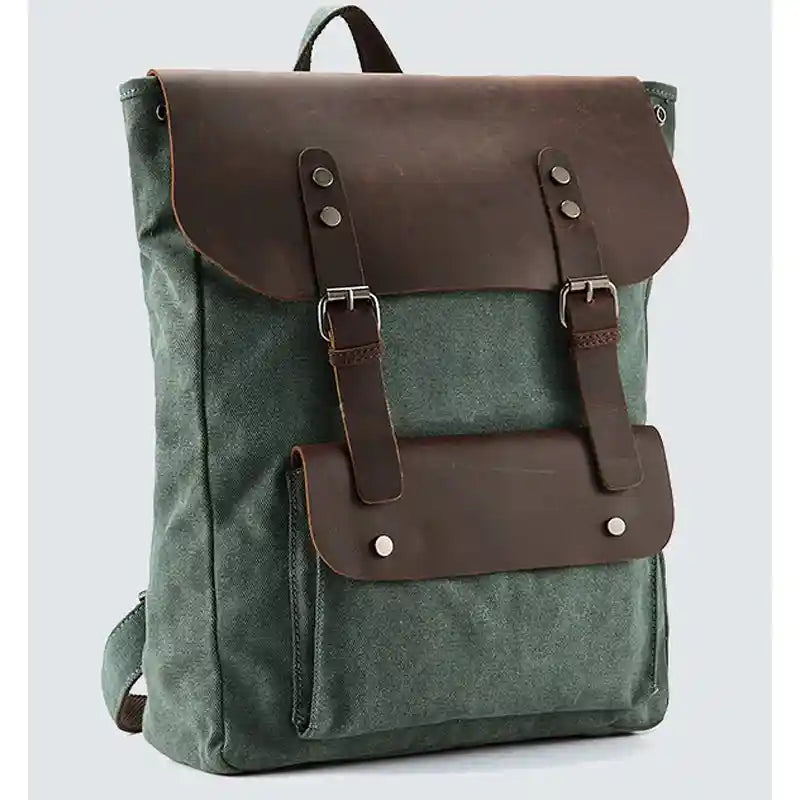 Rucksack mit Lederbesatz aus Canvas — Modell B