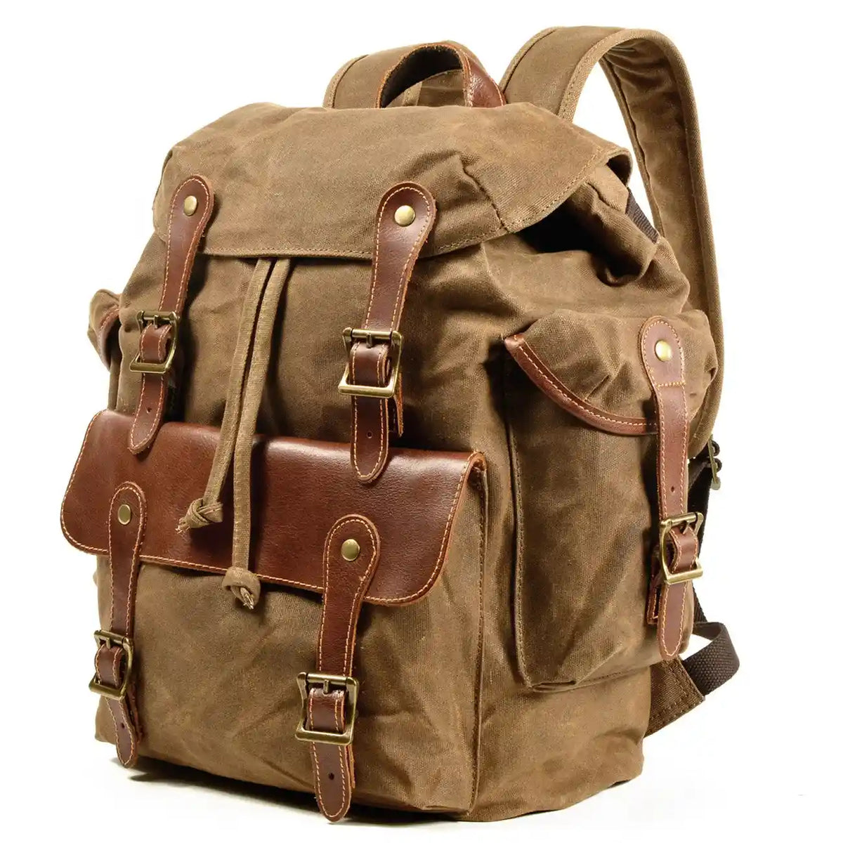 Rucksack aus gewachstem Canvas und Leder — Modell I