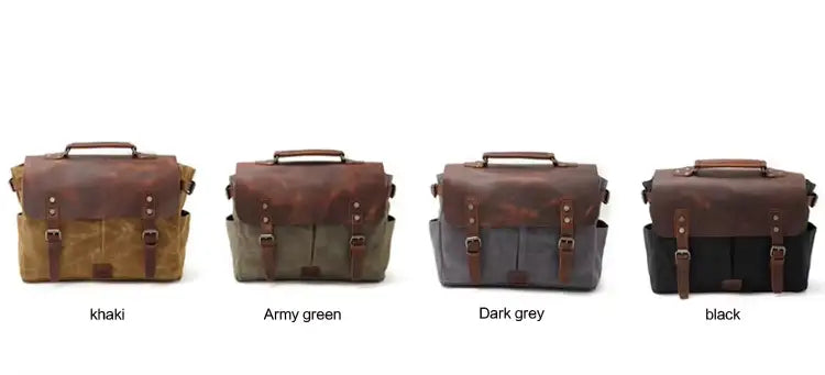 Waxed Canvas & Leather Shoulder Bag — Style C
