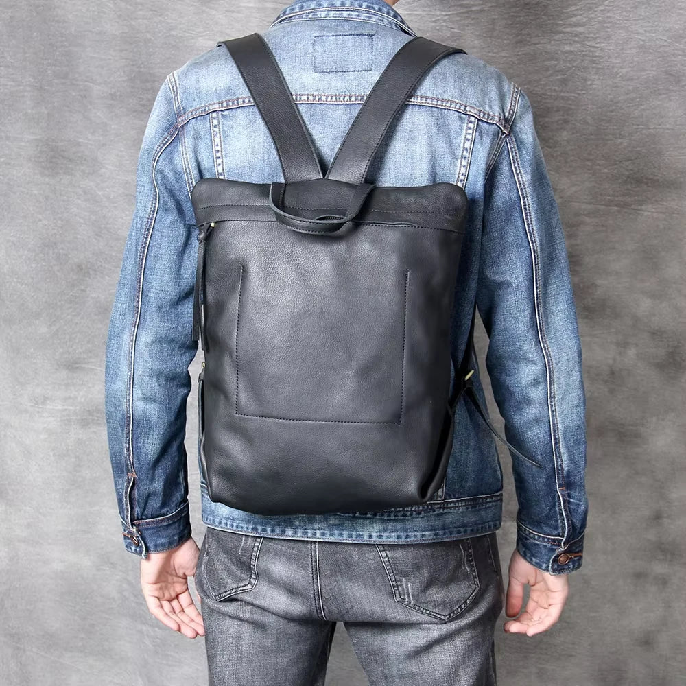 Schmaler Rucksack aus Rindsleder — Modell G