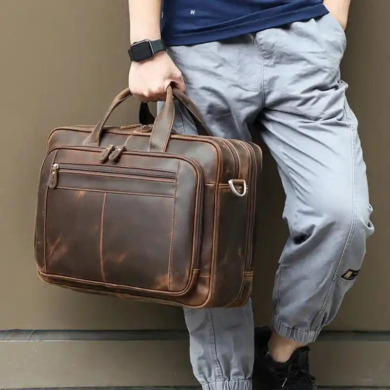Crazy Horse Leather Shoulder Bag — Style AD