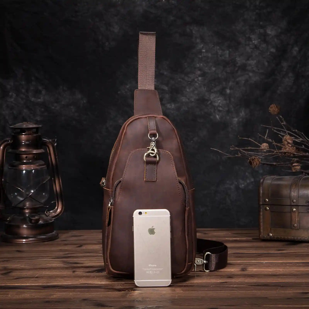 Slim Crazy Horse Leather Crossbody Bag — Style G