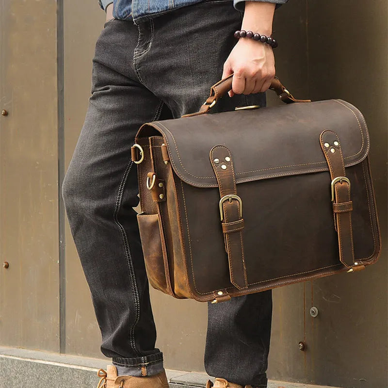 Bolsa de ombro em pele crazy horse — Modelo O