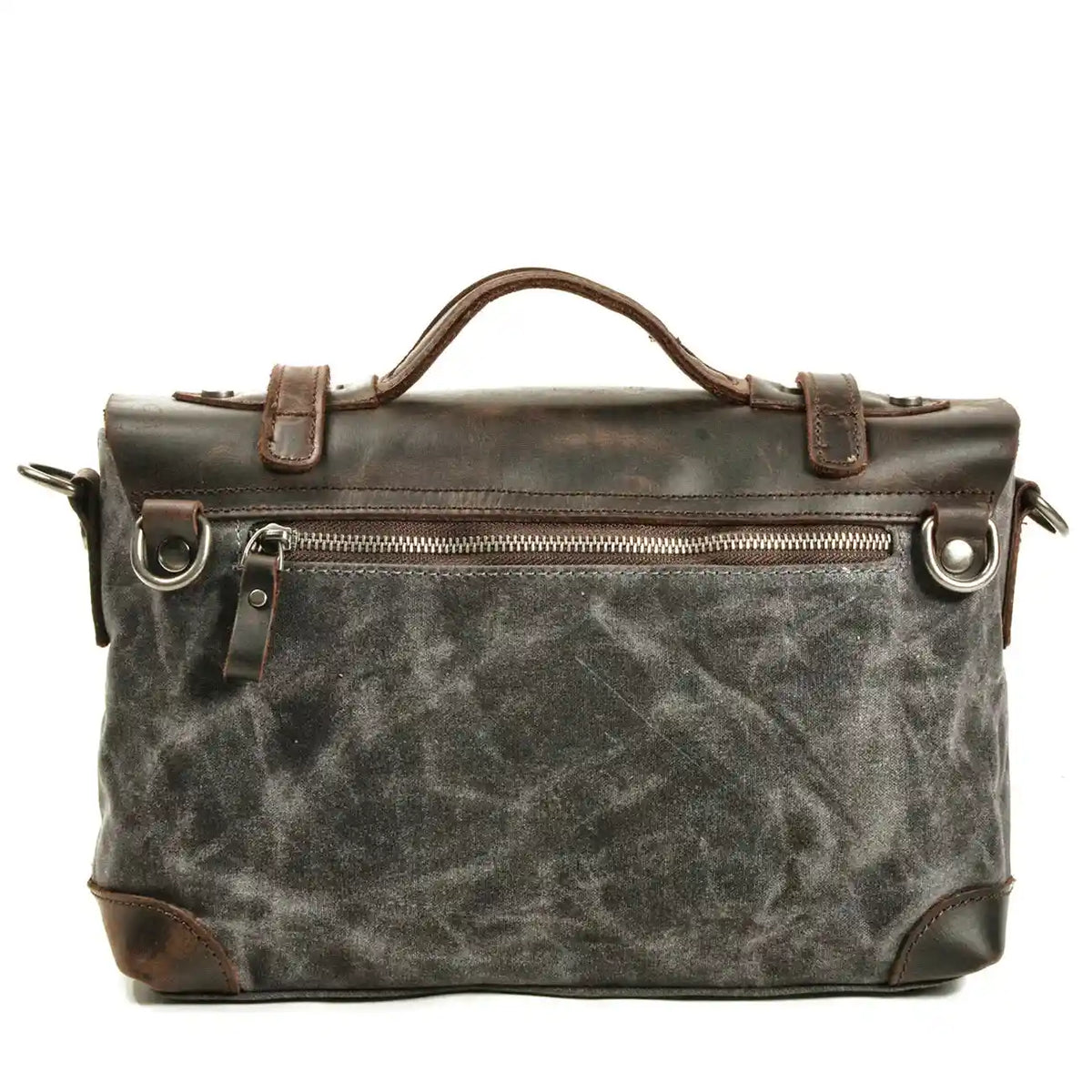 Bolsa de ombro em lona encerada e pele — Modelo B