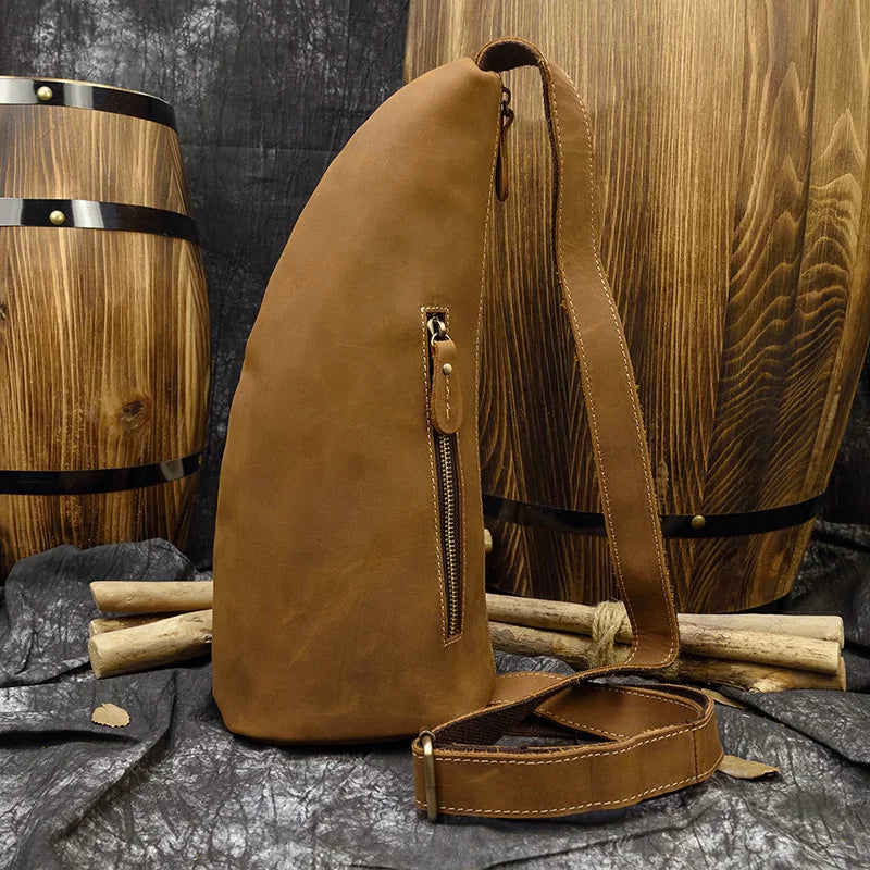 Crazy Horse Leather Crossbody Bag — Style C