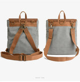 Mochila de lona impermeable de cuero Crazy Horse_B