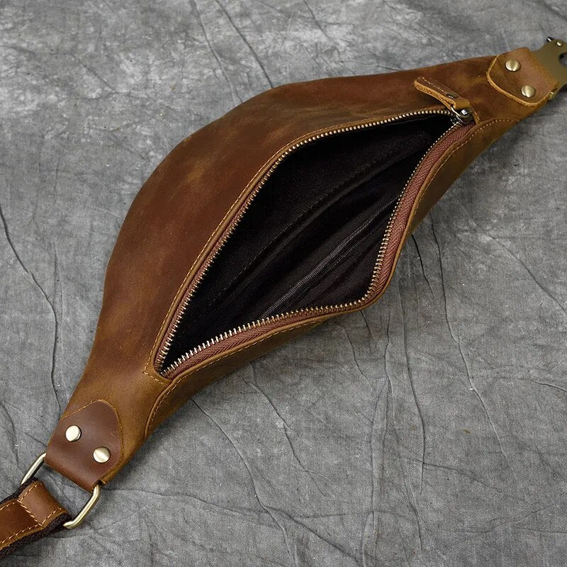 Bolsa para cinto em pele crazy horse — Modelo A