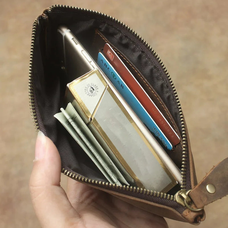 Crazy Horse Leather Long Wallet — Style A