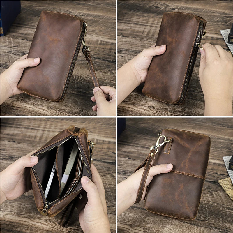 Crazy Horse Leather Clutch — Style A