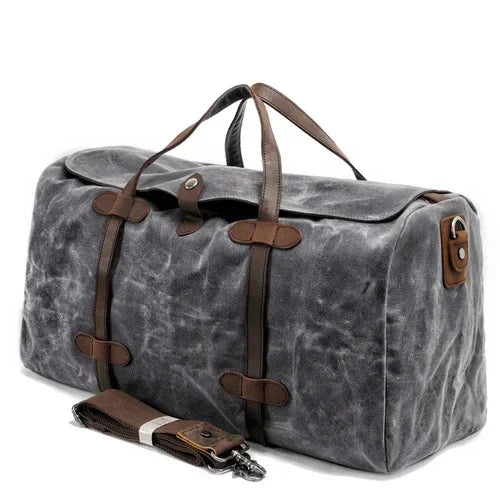 Duffle-Bag aus gewachstem Canvas und Leder — Modell D