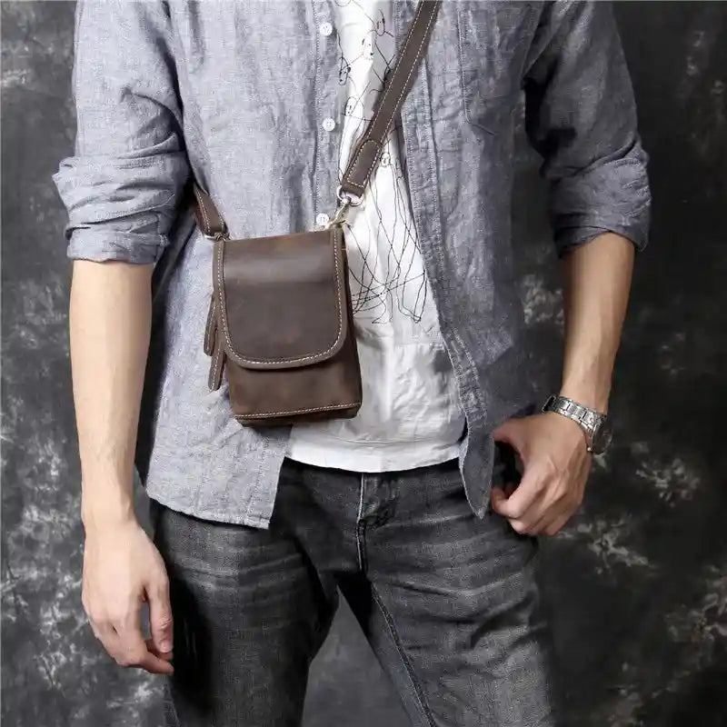 Mini bolsa de ombro em pele crazy horse — Modelo K