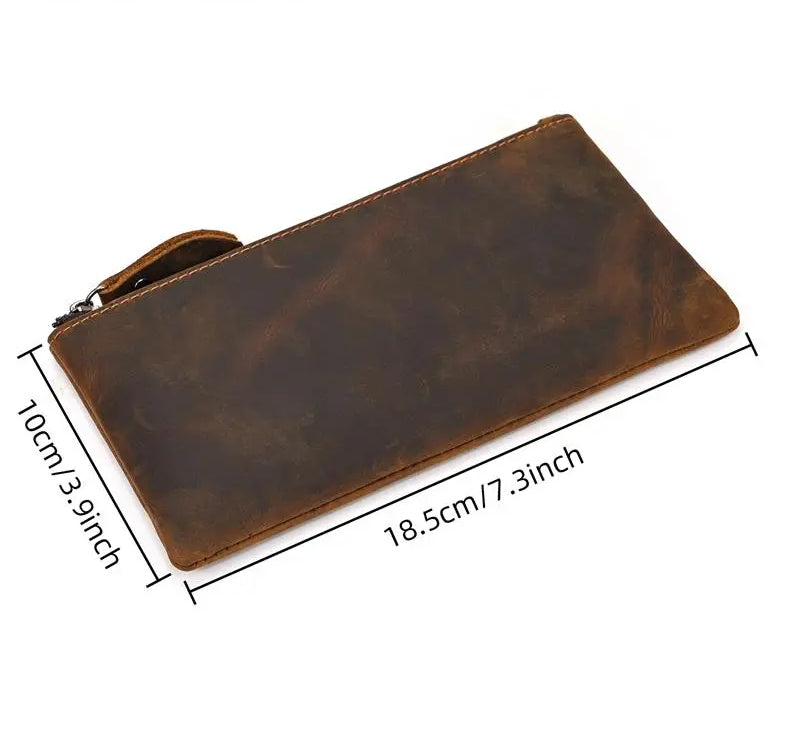 Crazy Horse Leather Long Wallet — Style A