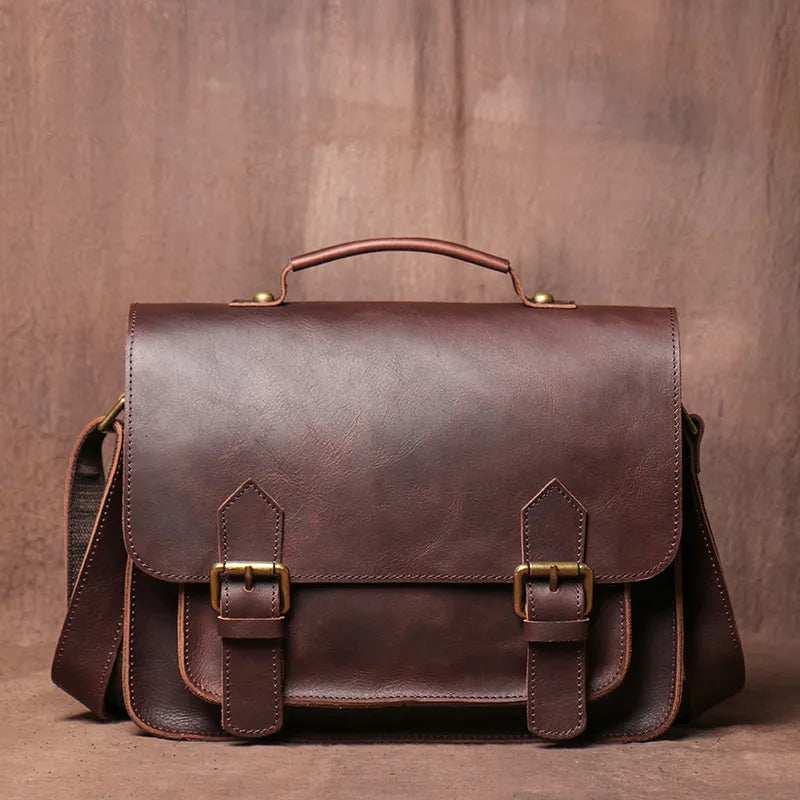 Bolsa de ombro em pele crazy horse — Modelo H