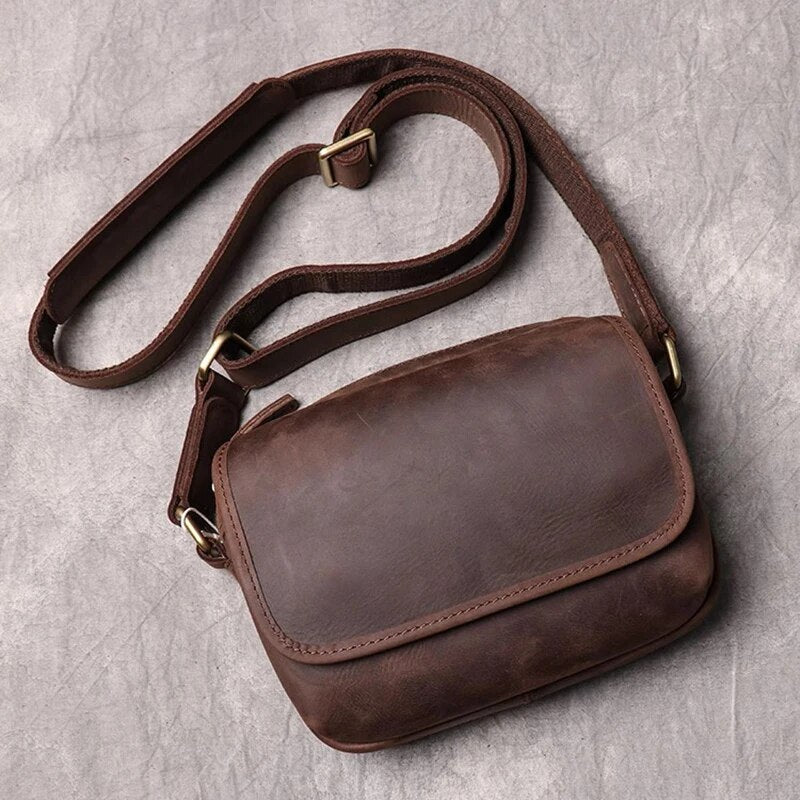 Crazy Horse Leather Mini Shoulder Bag — Style B