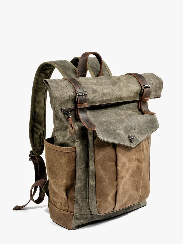 Rucksack mit Lederbesatz aus Canvas — Modell D