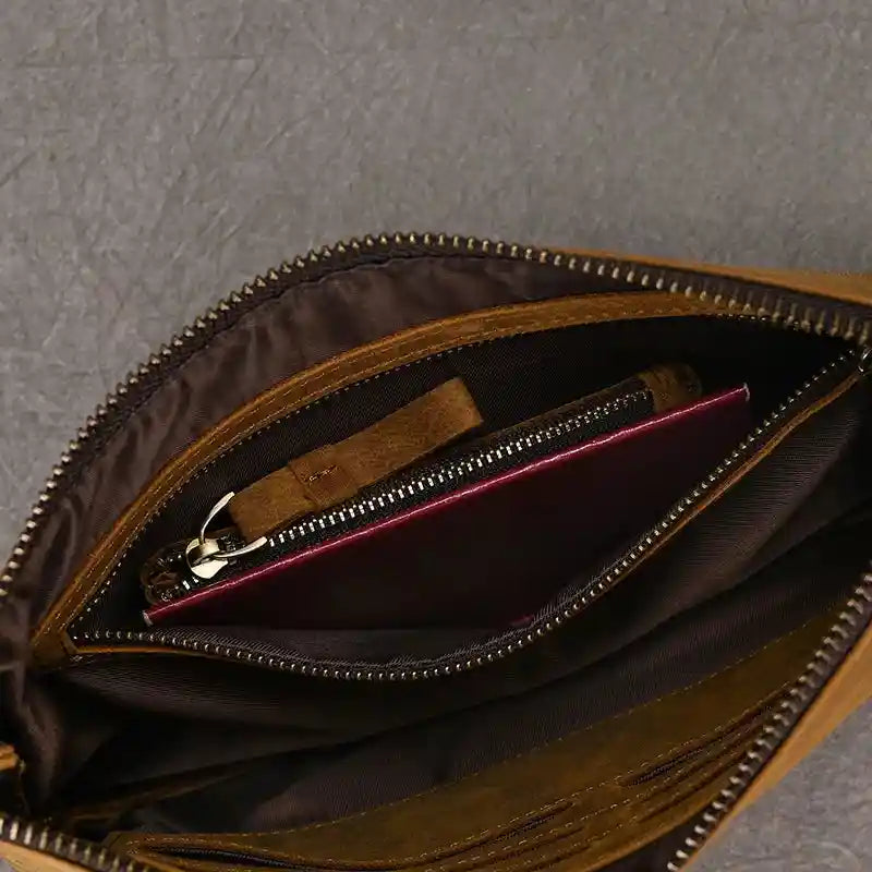 Crazy Horse Leather Clutch — Style B