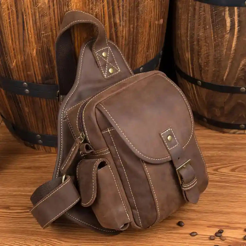 Crossbody-Tasche aus Crazy Horse-Leder — Modell P