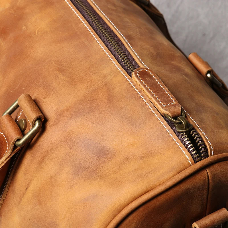 Mala de viagem compacta em pele crazy horse — Modelo A