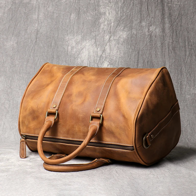 Mala de viagem compacta em pele crazy horse — Modelo A