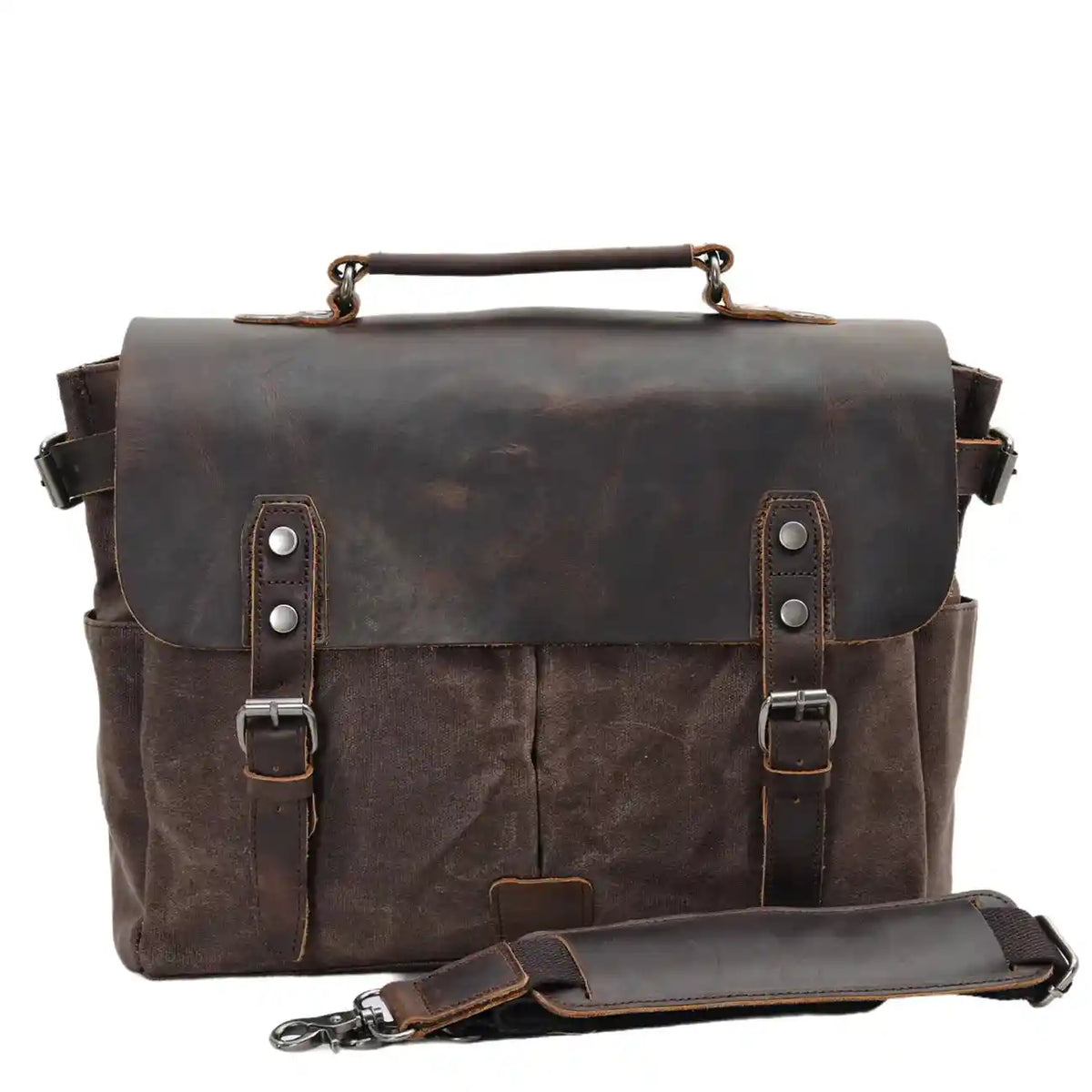 Waxed Canvas & Leather Shoulder Bag — Style C