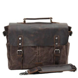 Crazy Horse Leather Canvas Canvas Bag_C
