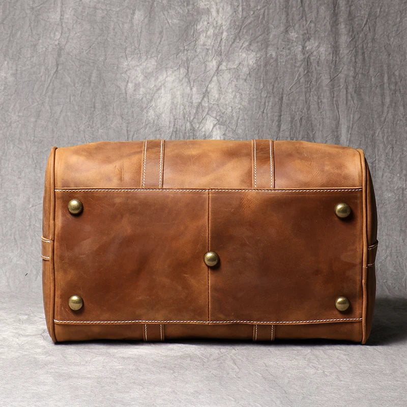 Mala de viagem compacta em pele crazy horse — Modelo A