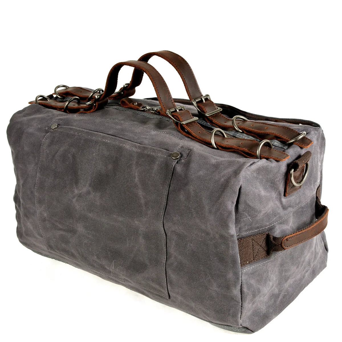 Saco duffel em lona encerada e pele — Modelo C